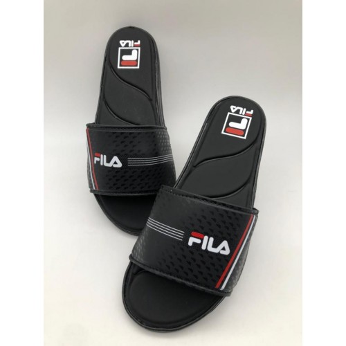 Chinelo Slide Confort Fila preto duas listras  - Slides 